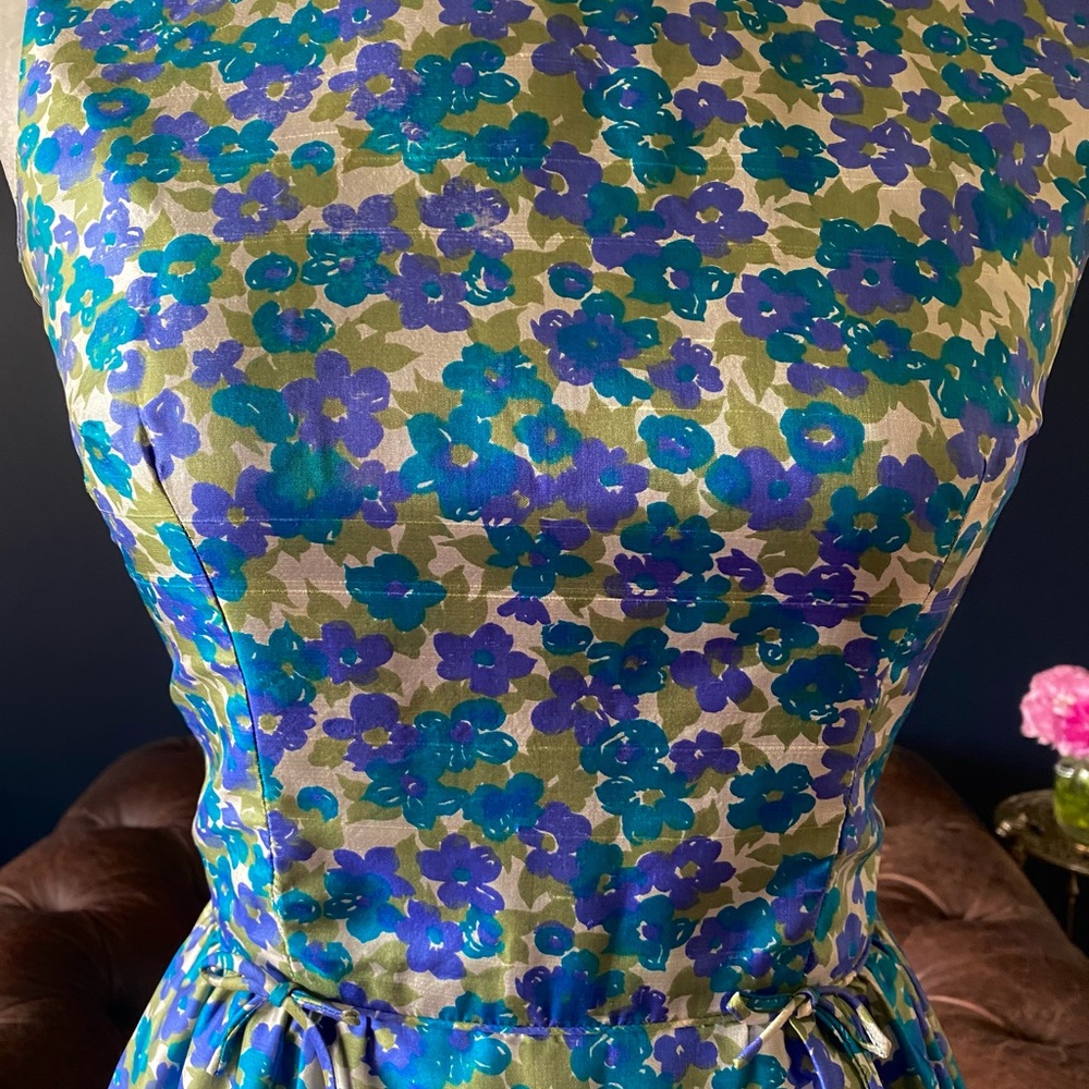 SOLDSOLDSOLD Vintage 50s/60s silk floral dress - Picture 5 of 8